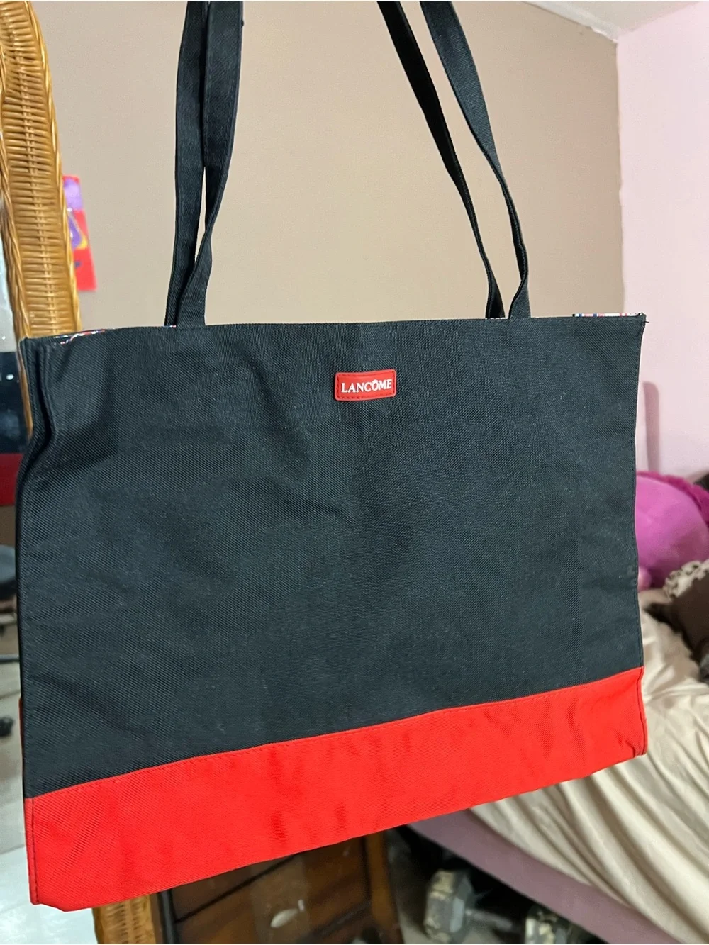 Black and Red Canvas Tote Bag